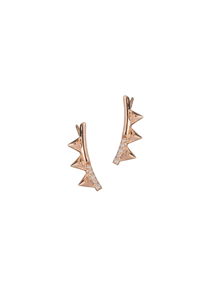 18K GOLD PYRAMID EAR CLIMBER DIAMOND EARRINGS