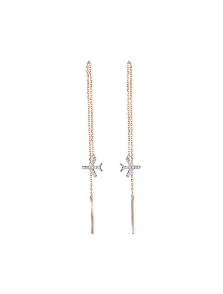 18K GOLD DOUBLE-SIDED DIAMOND “PLANE” EARRINGS