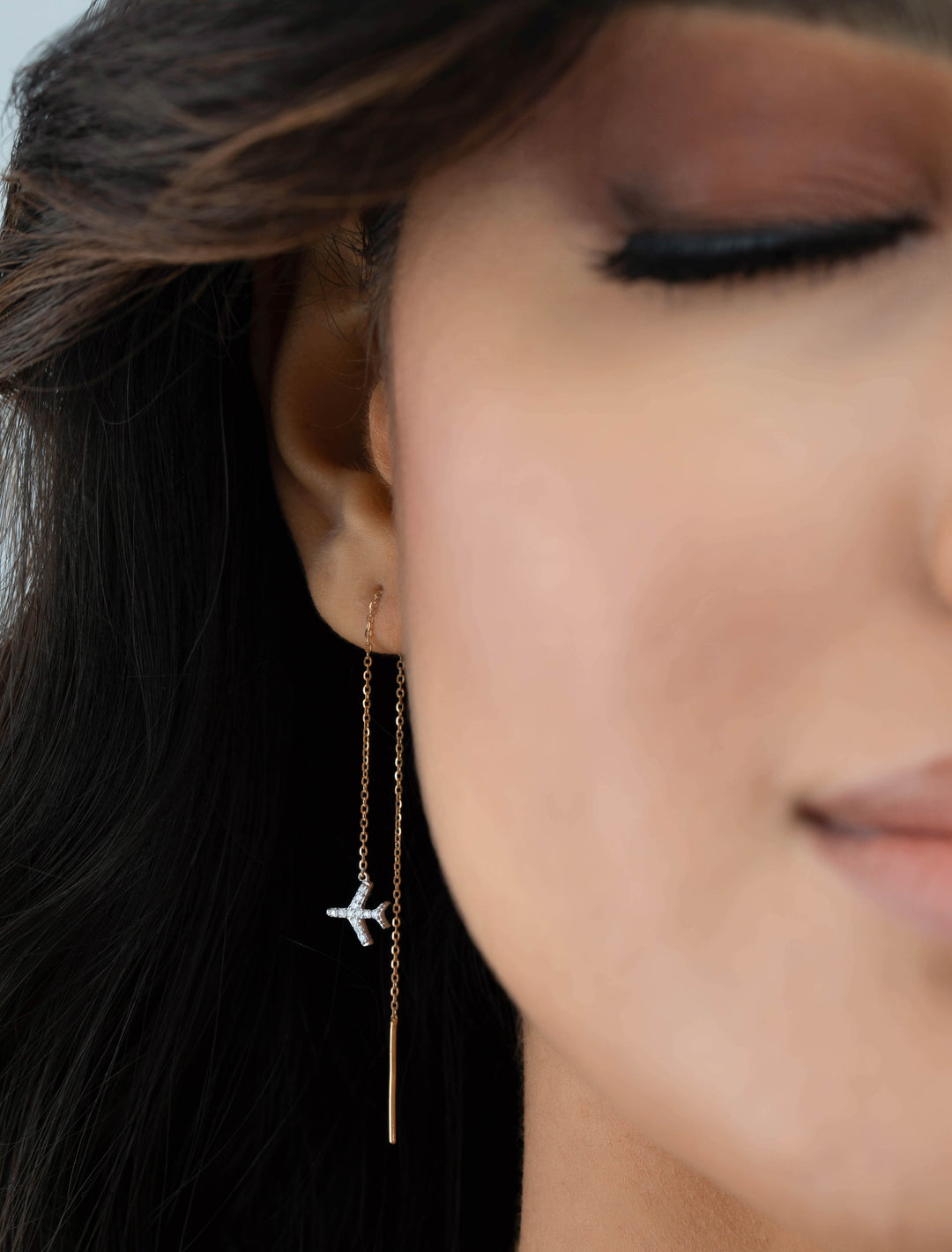 18K GOLD DOUBLE-SIDED DIAMOND “PLANE” EARRINGS