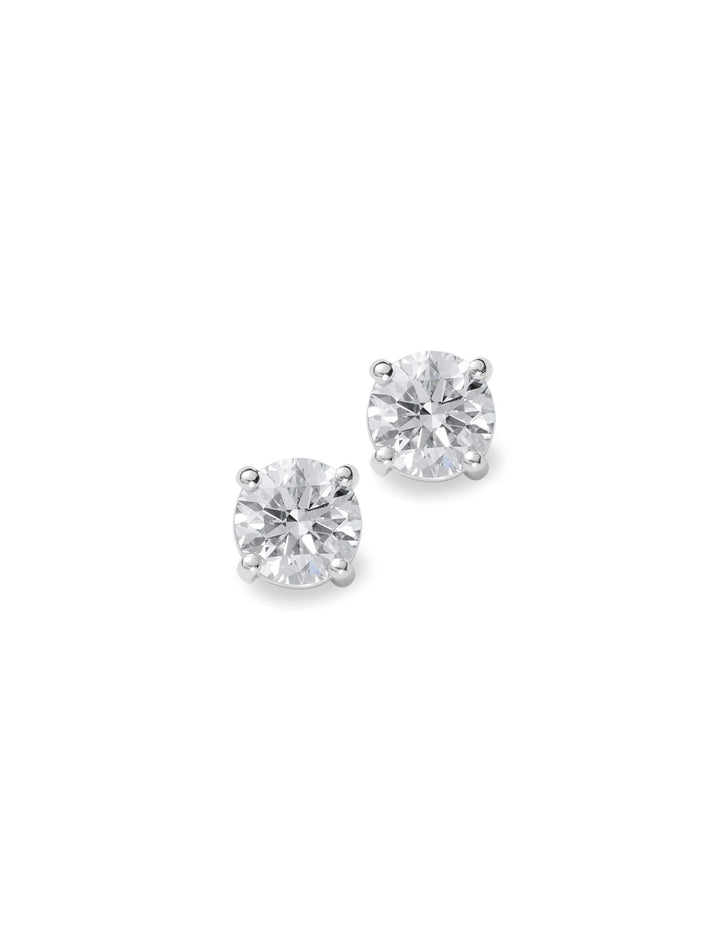 18K GOLD ROUND BRILLIANT  DIAMOND STUD EARRINGS 3mm