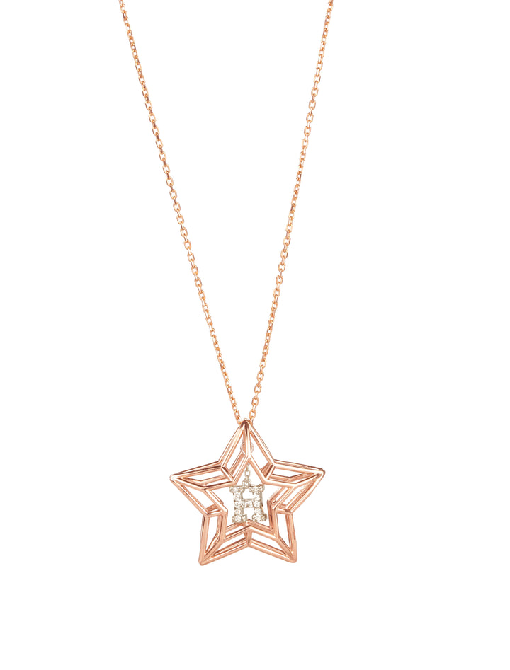 18K GOLD DOUBLE-SIDED DIAMOND “EXCLUSIVE STAR” CAGE NECKLACE