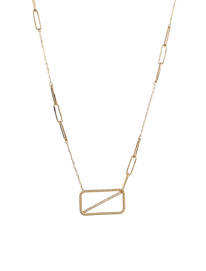 18K GOLD CONTRAST CHAIN DIAMOND NECKLACE