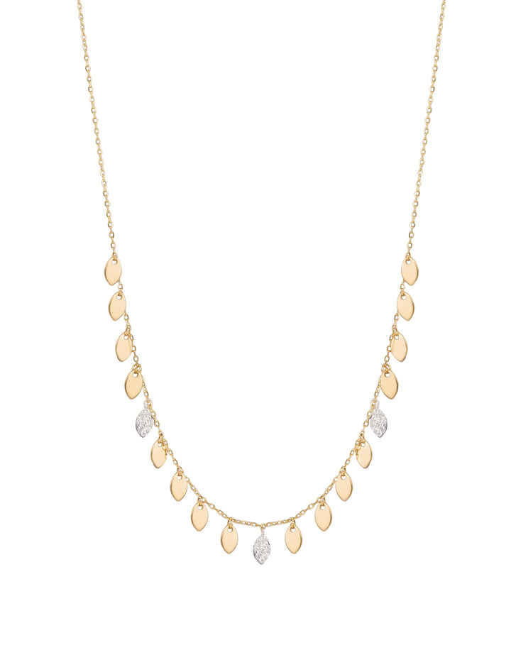 18K GOLD DANGLING ELLIPTICAL SHAPES DIAMOND NECKLACE