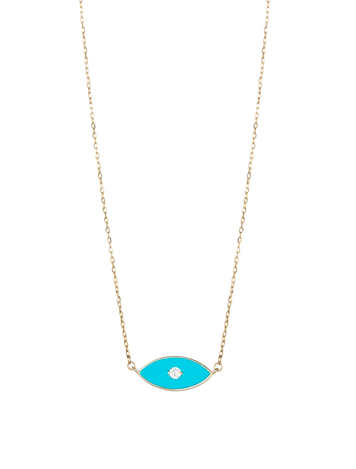 18K GOLD DIAMOND ENAMEL EVIL EYE NECKLACE