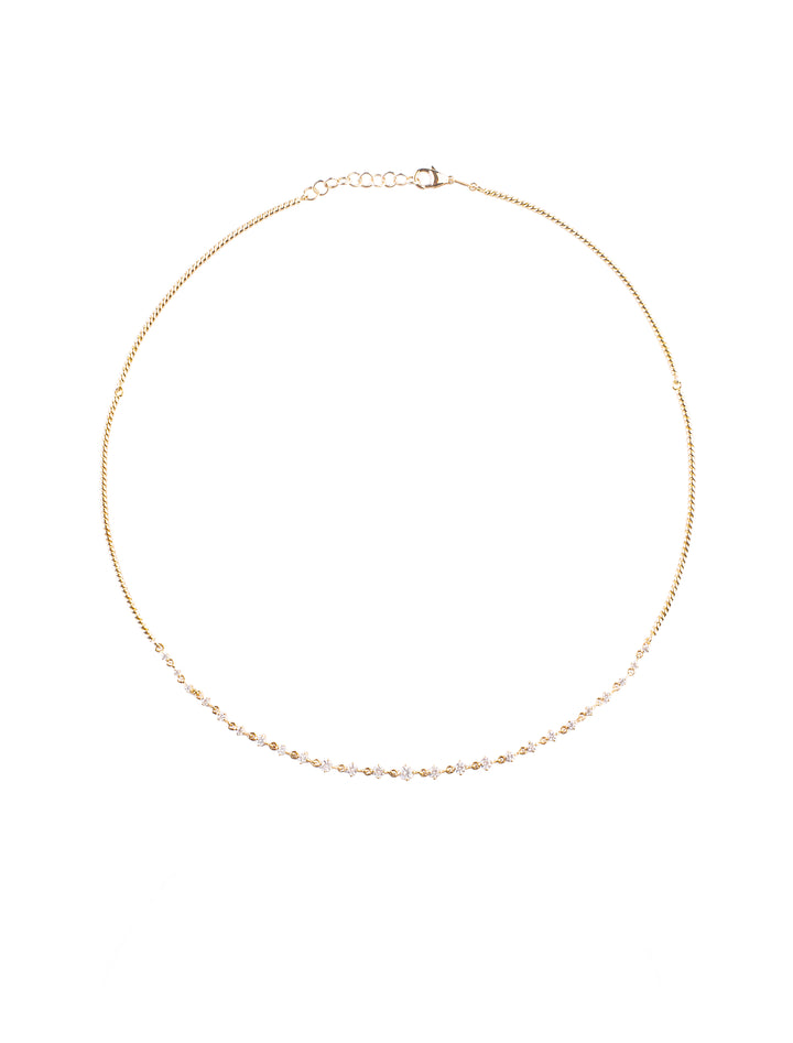 18K GOLD PRONG SET DIAMOND CHOKER