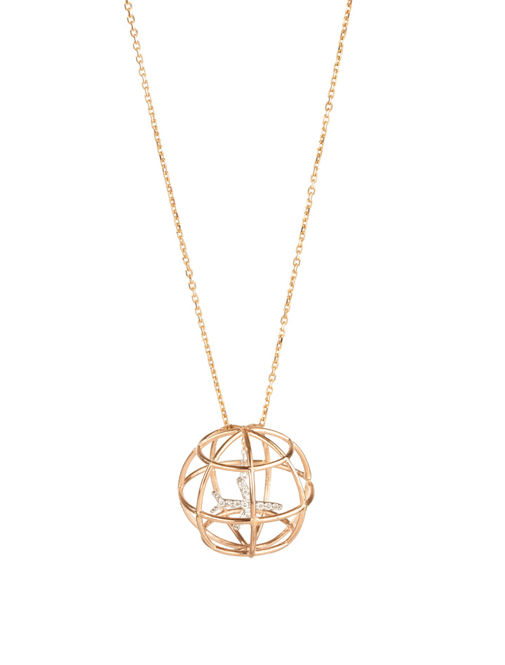 18K GOLD DOUBLE-SIDED DIAMOND “GLOBE” CAGE NECKLACE