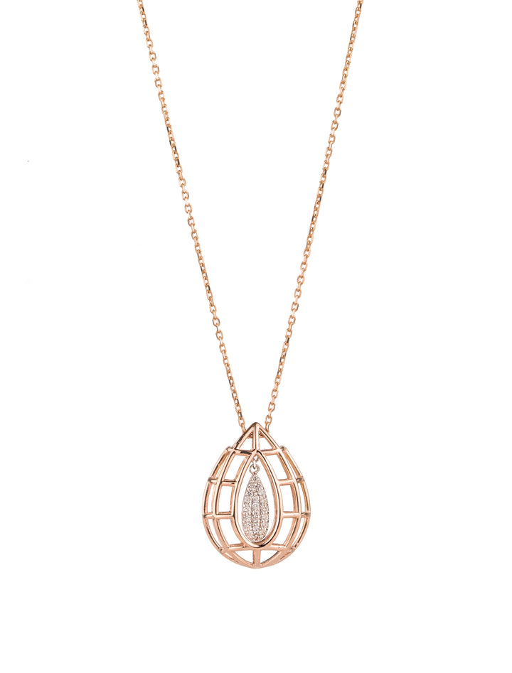 18K GOLD DOUBLE-SIDED DIAMOND “DROP” CAGE NECKLACE