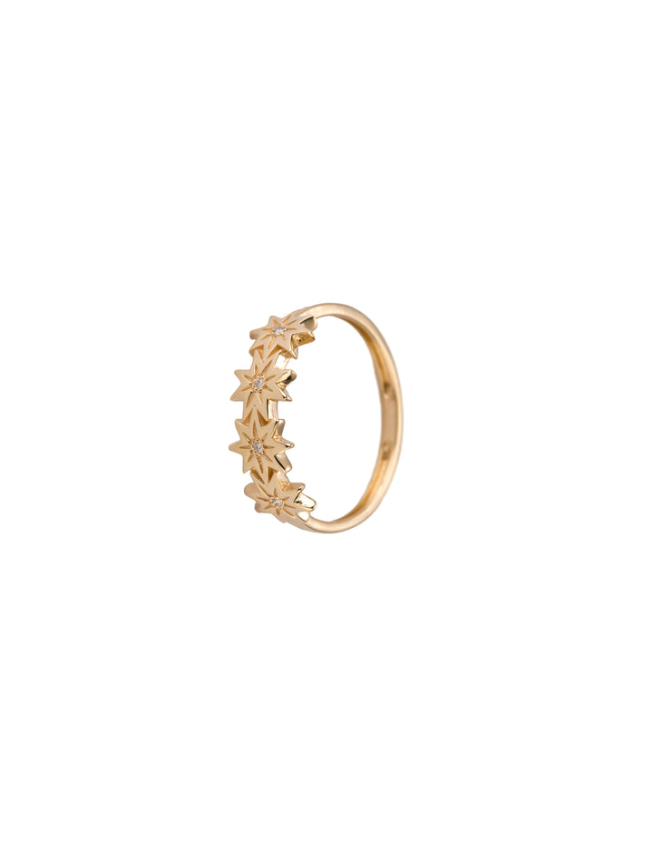 18K GOLD RISING SUN DIAMOND RING