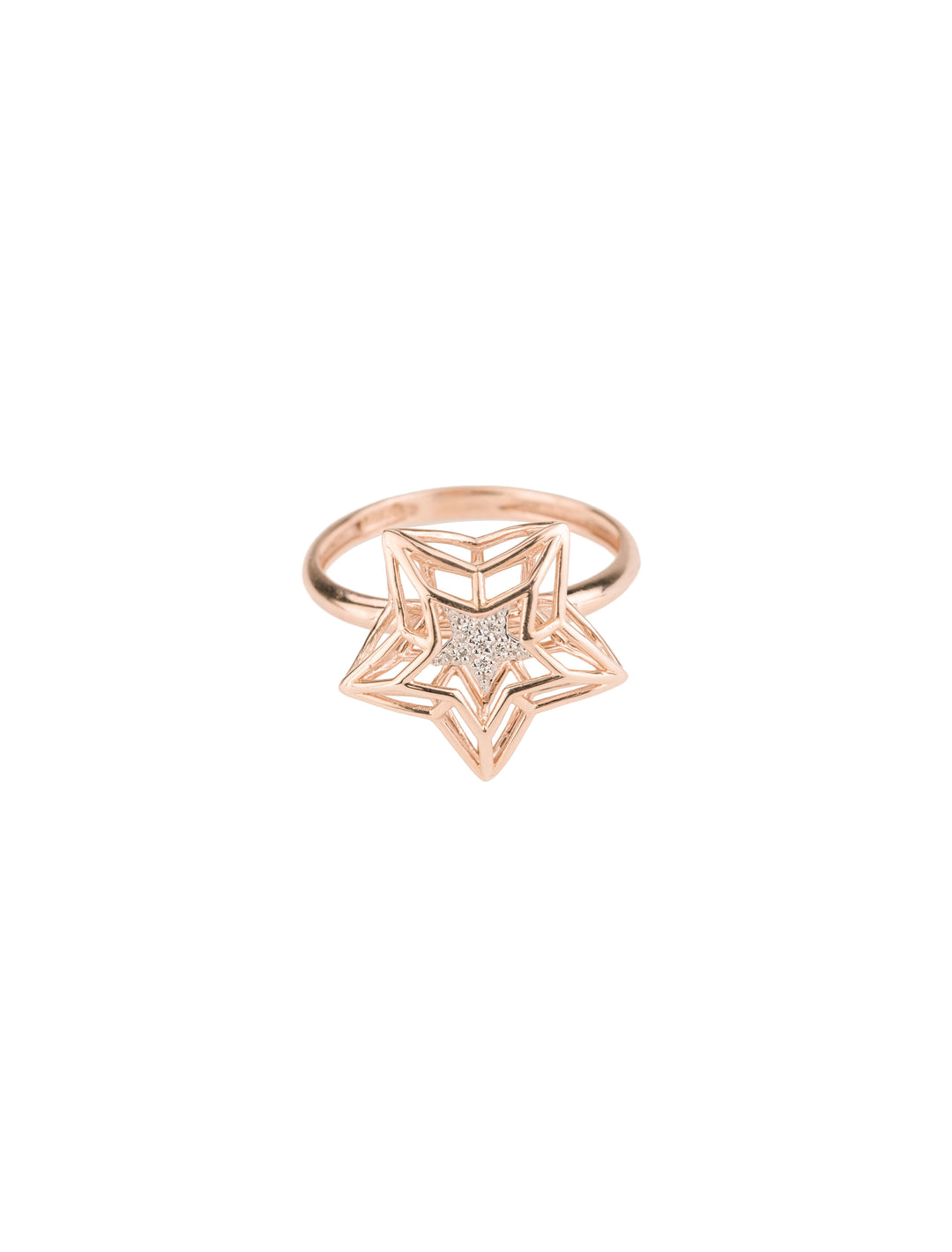 18K GOLD DIAMOND “GLOWING STAR” CAGE RING