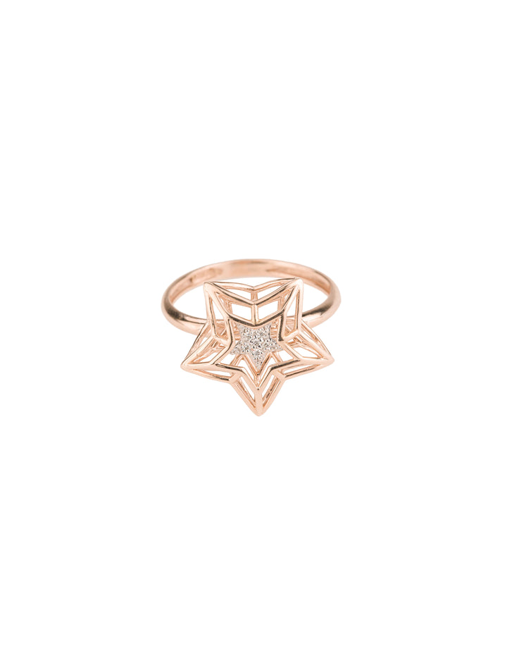 18K GOLD DIAMOND “GLOWING STAR” CAGE RING