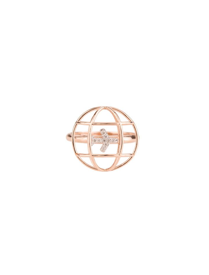 18K GOLD DIAMOND “GLOBE” CAGE RING