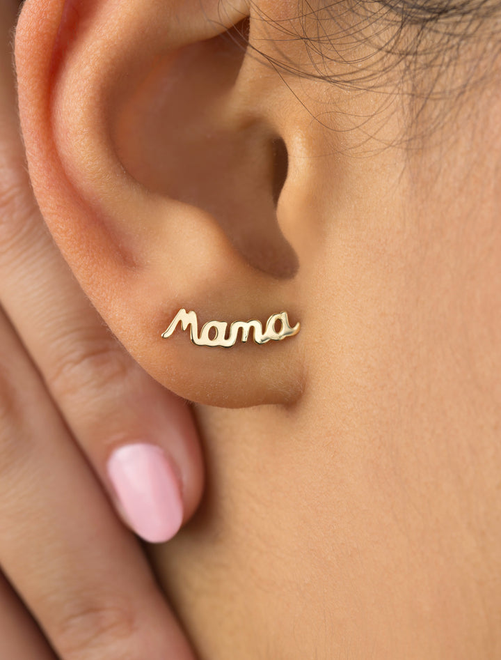 18K GOLD MAMA STUD EARRINGS