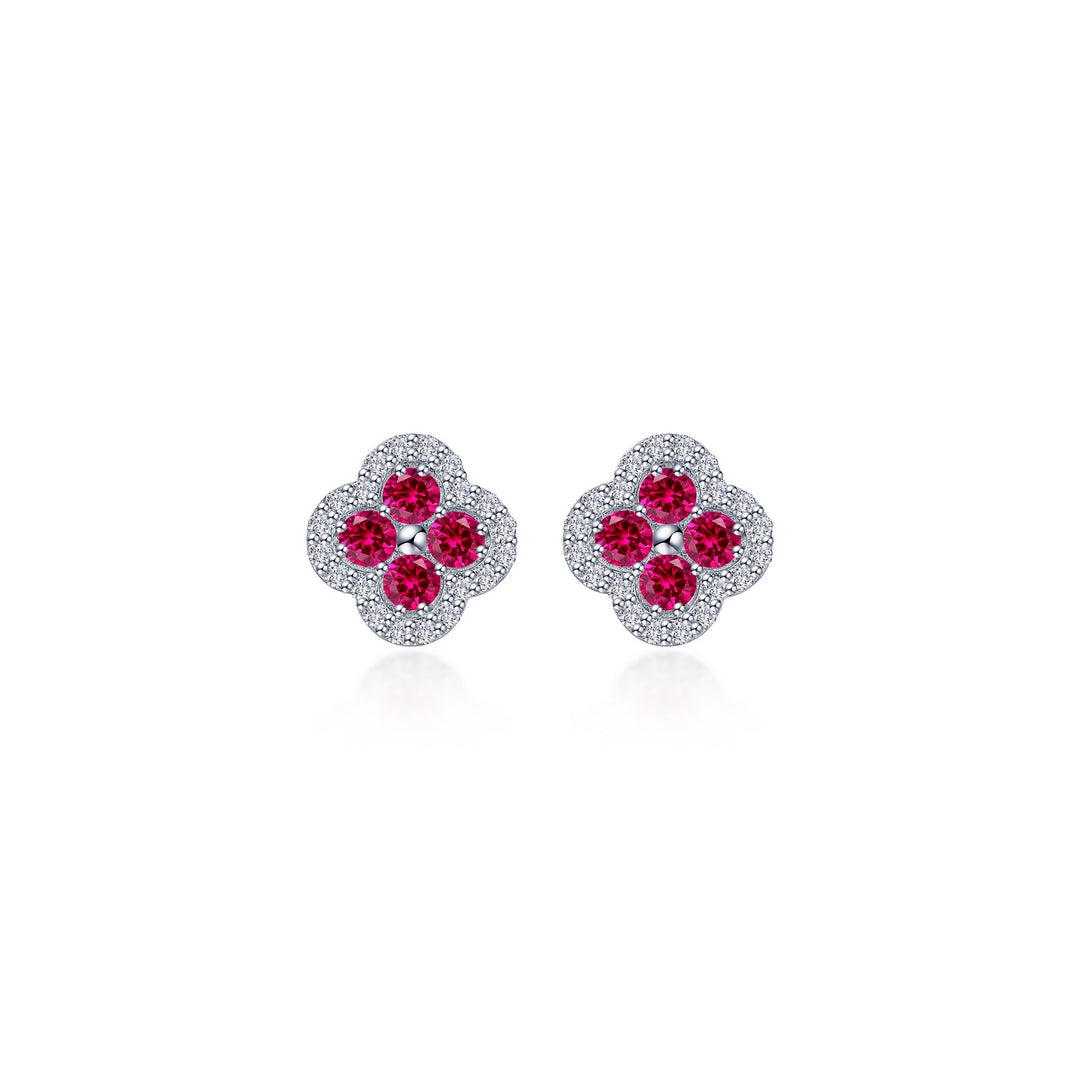 0.8 CTW Flower Halo Stud Earrings