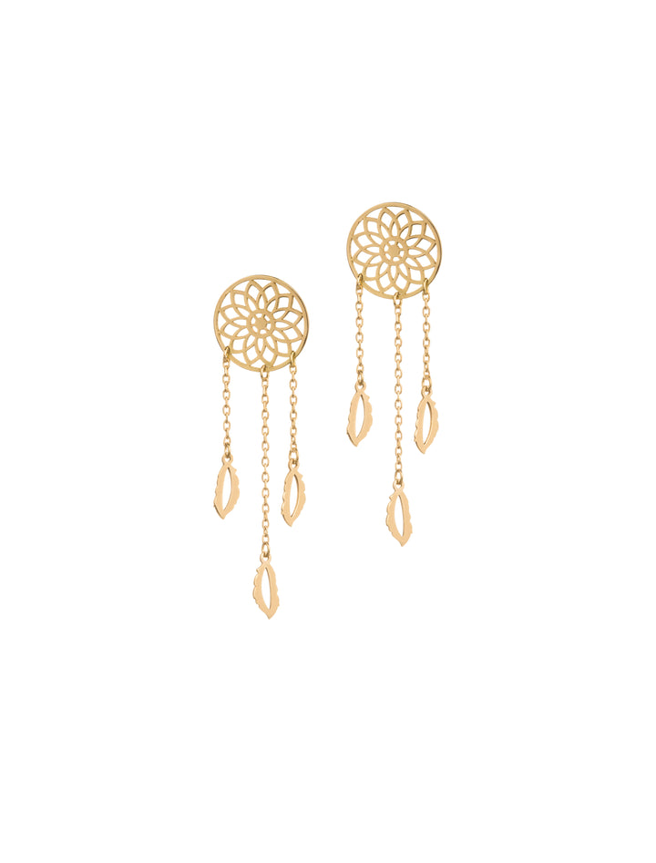 18K GOLD DREAM CATCHER CHAIN EARRINGS