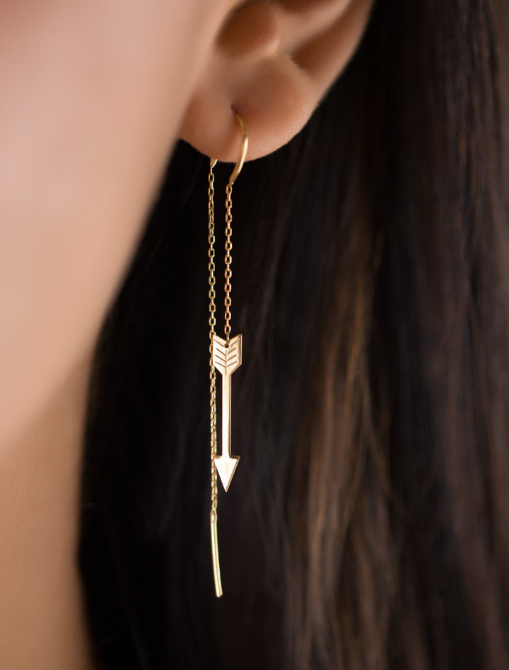 18K GOLD GOLDEN ARROW EARRINGS