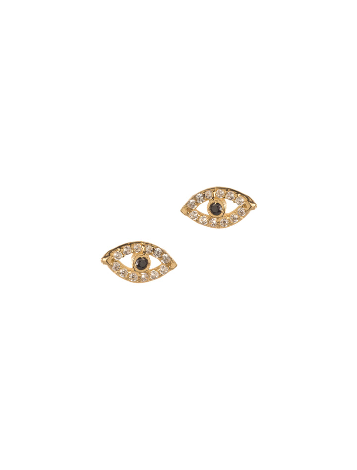 18K GOLD EVIL EYE STUD EARRINGS