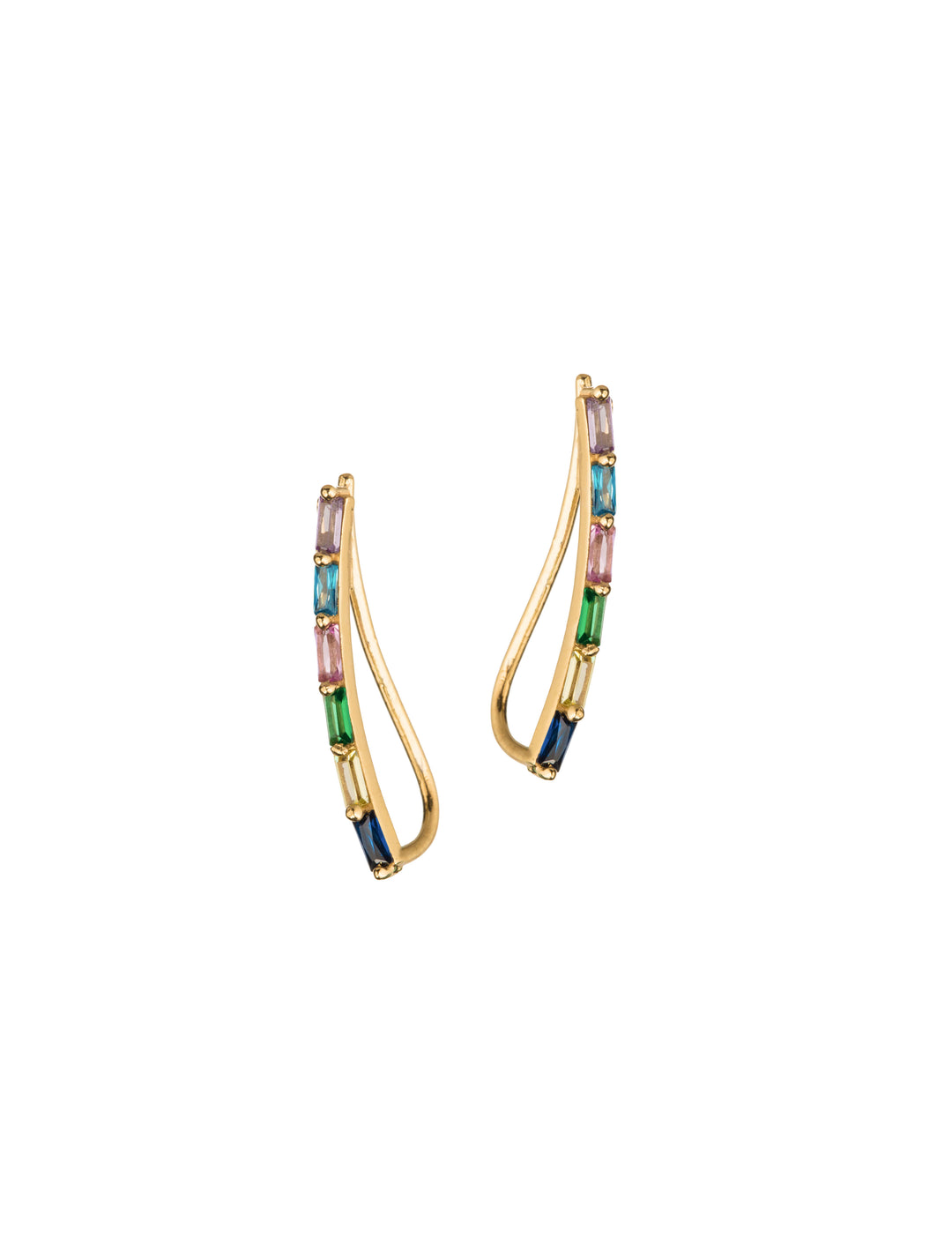 18K GOLD BAGUETTE GEMS CUFF EARRINGS