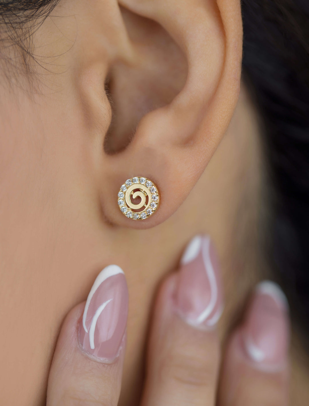 18K GOLD EMBELLISHED SWIRL EARRINGS