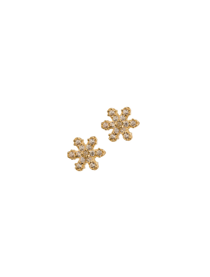 18K GOLD FLOWER SPARKLE EARRINGS