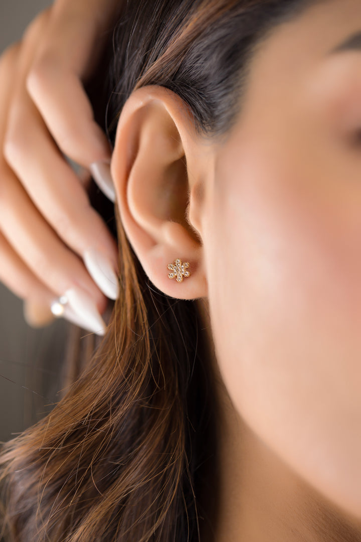 18K GOLD FLOWER SPARKLE EARRINGS