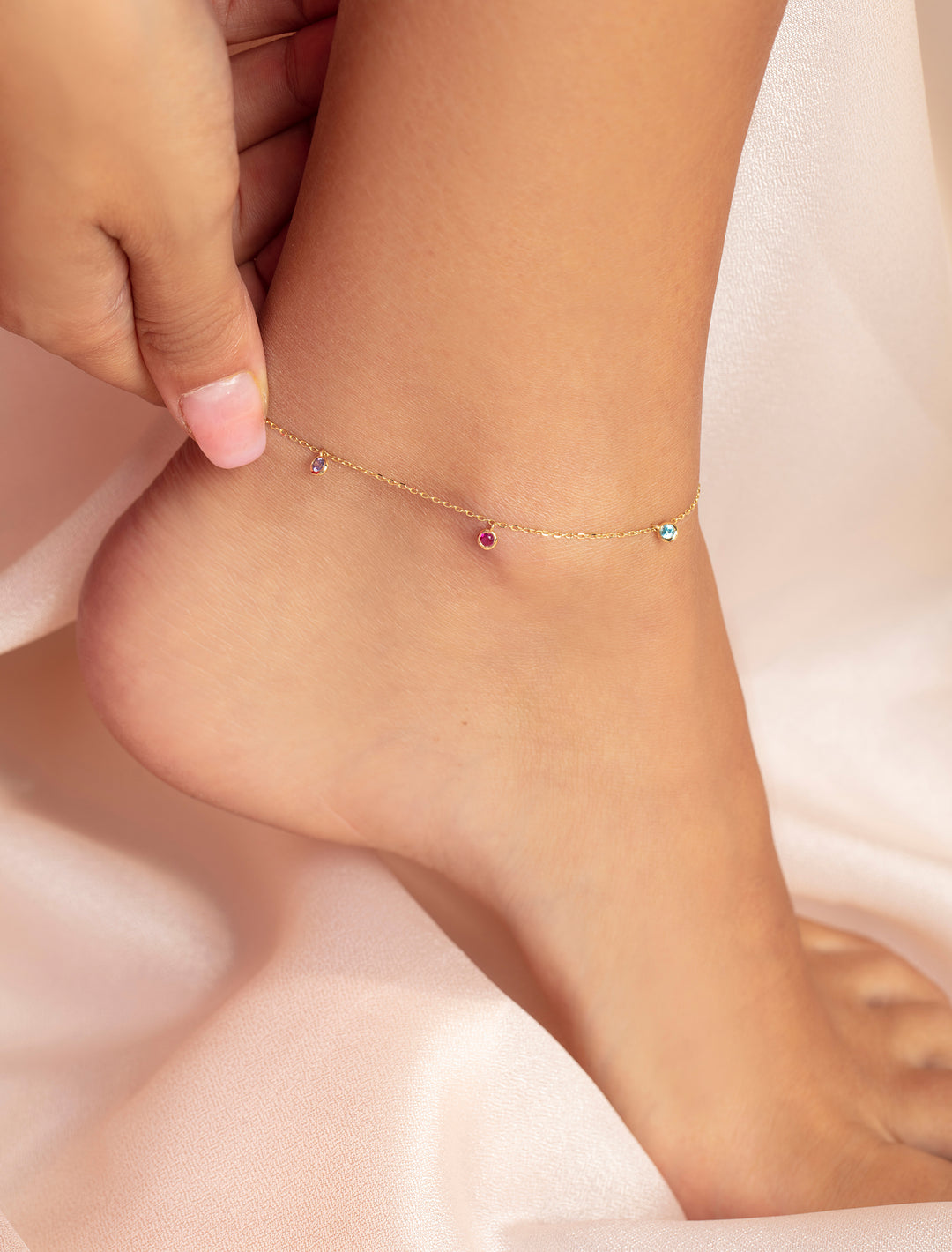 18K Gold Rainbow Effect Anklet