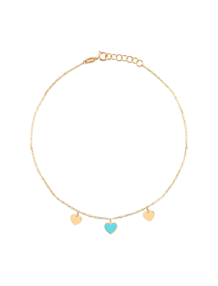 18K Gold Trio Heart Anklet