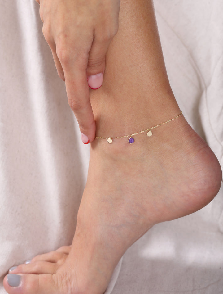 18K Gold Trio Disk Anklet