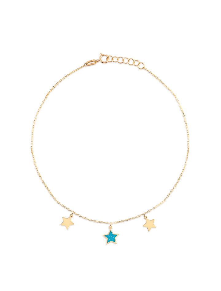 18K Gold Trio Star Anklet