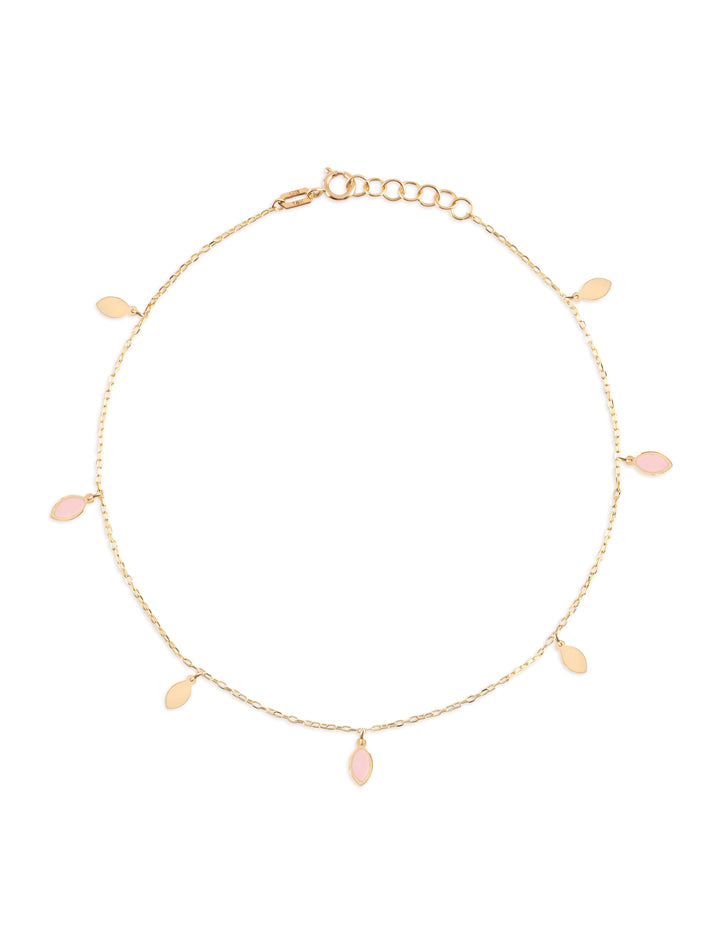 18K Gold Dangling Enamel Ellipse Anklet