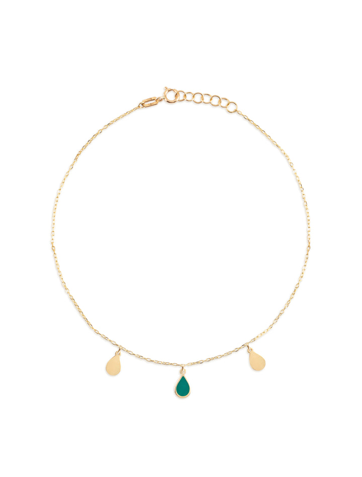 18K Gold Trio Tear Anklet