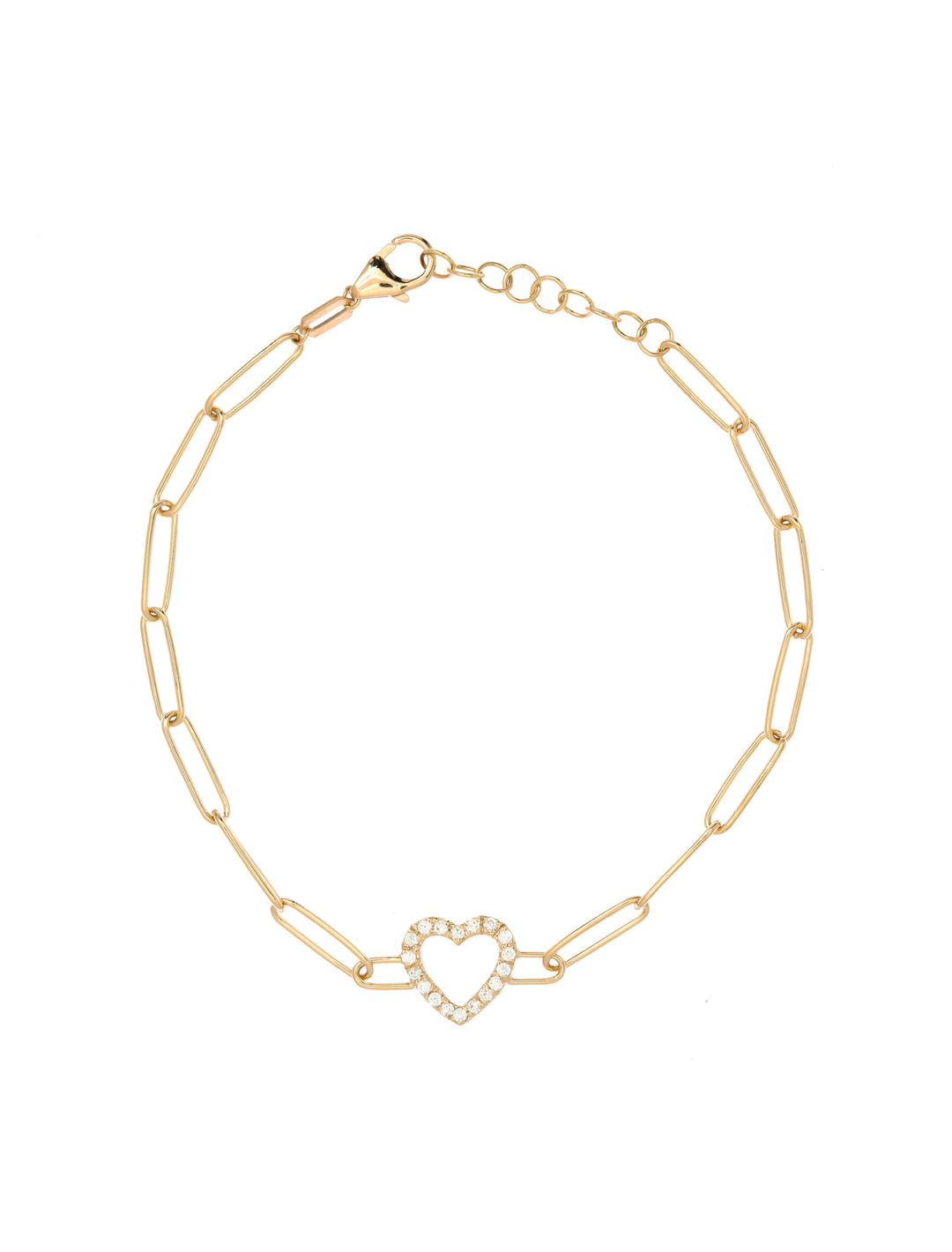 18K GOLD OPEN HEART PAPER CLIP BRACELET