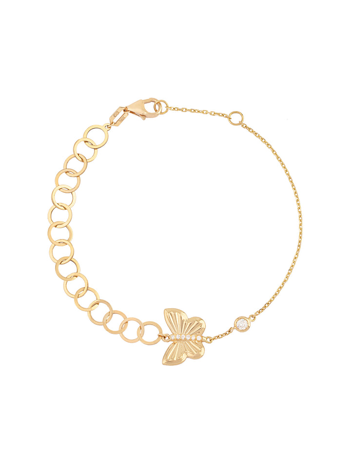 18K Gold Fluted Butterfly Diamond Bracelet