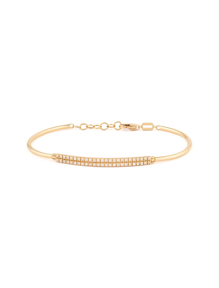 18K Gold Sleek Plate Diamond Bangle Bracelet