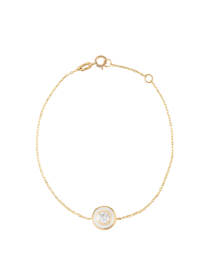 18K Gold Delicate Circle Enamel Bracelet