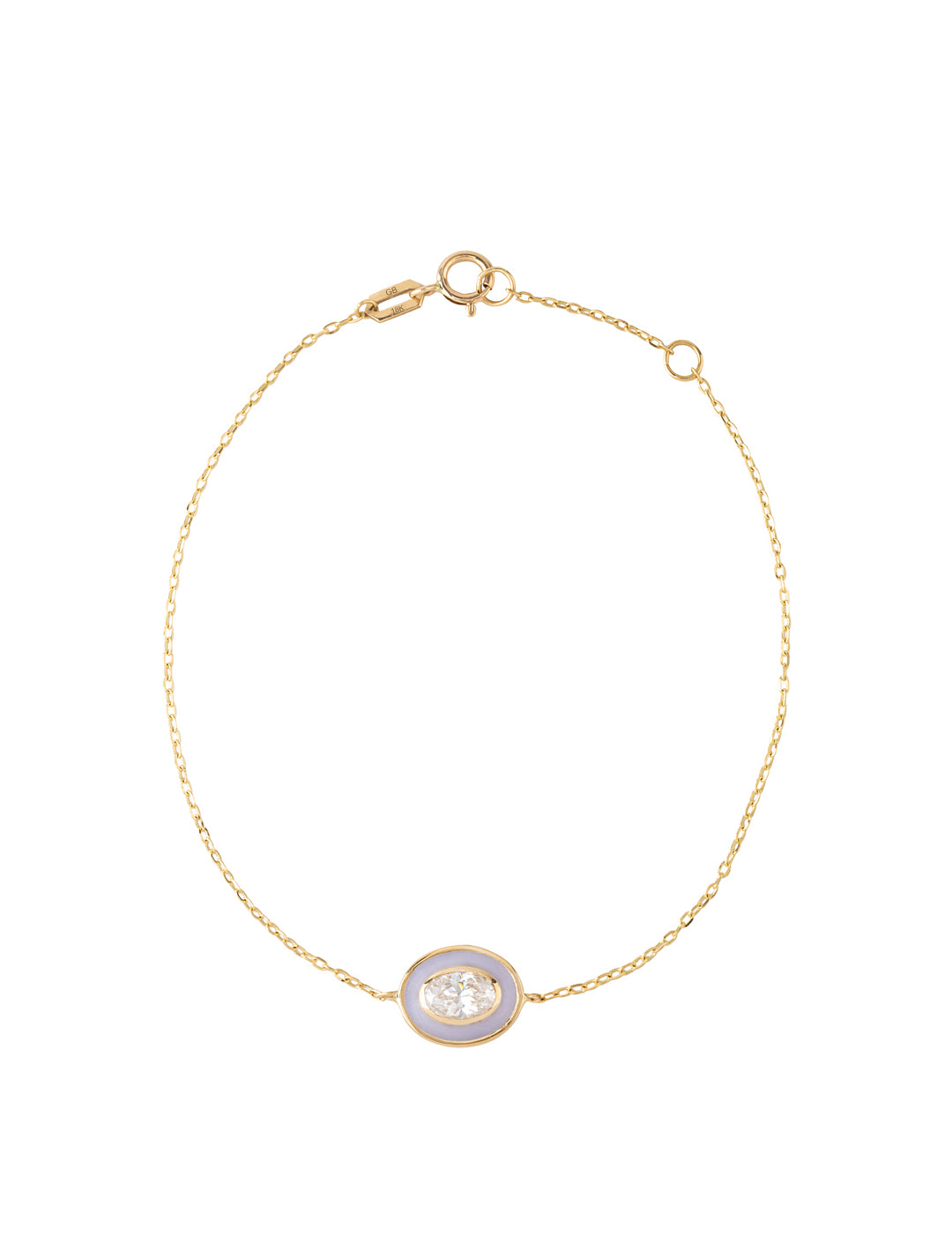 18K Gold Delicate Oval Enamel Bracelet