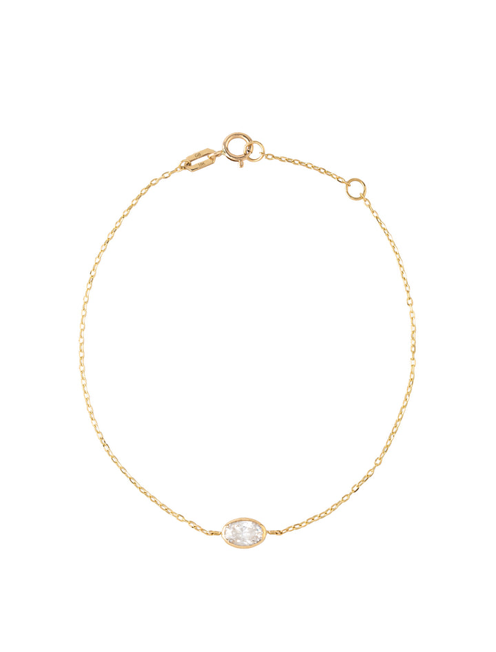 18K Gold Bezel Set Oval Bracelet