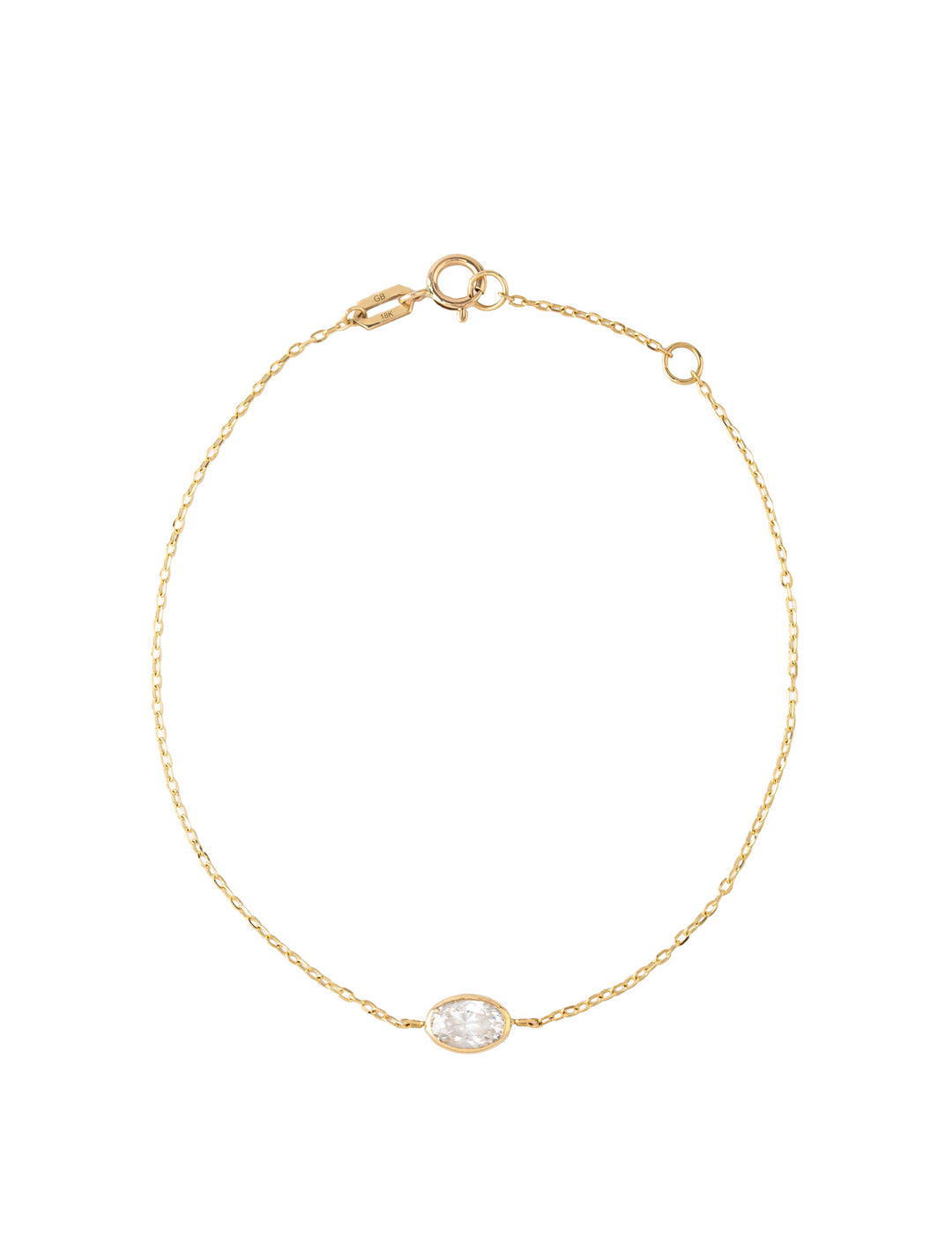 18K Gold Bezel Set Oval Bracelet