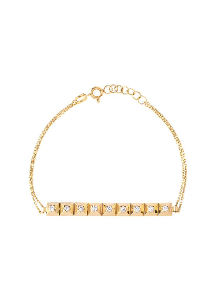 18K Gold Pyramid Stud Diamond Bracelet