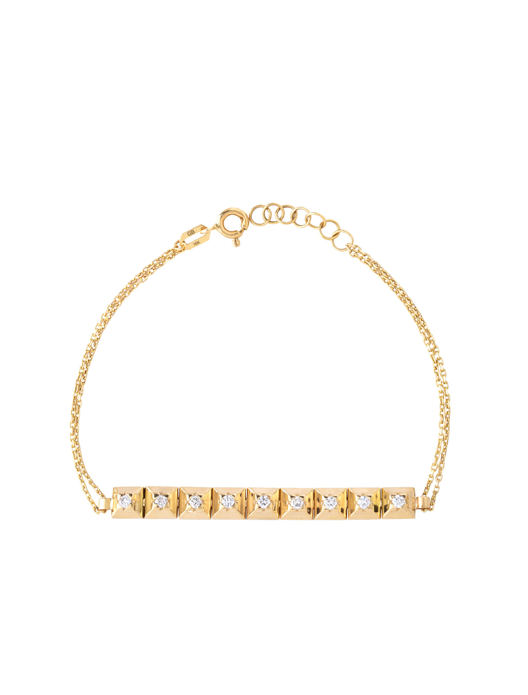 18K Gold Pyramid Stud Diamond Bracelet