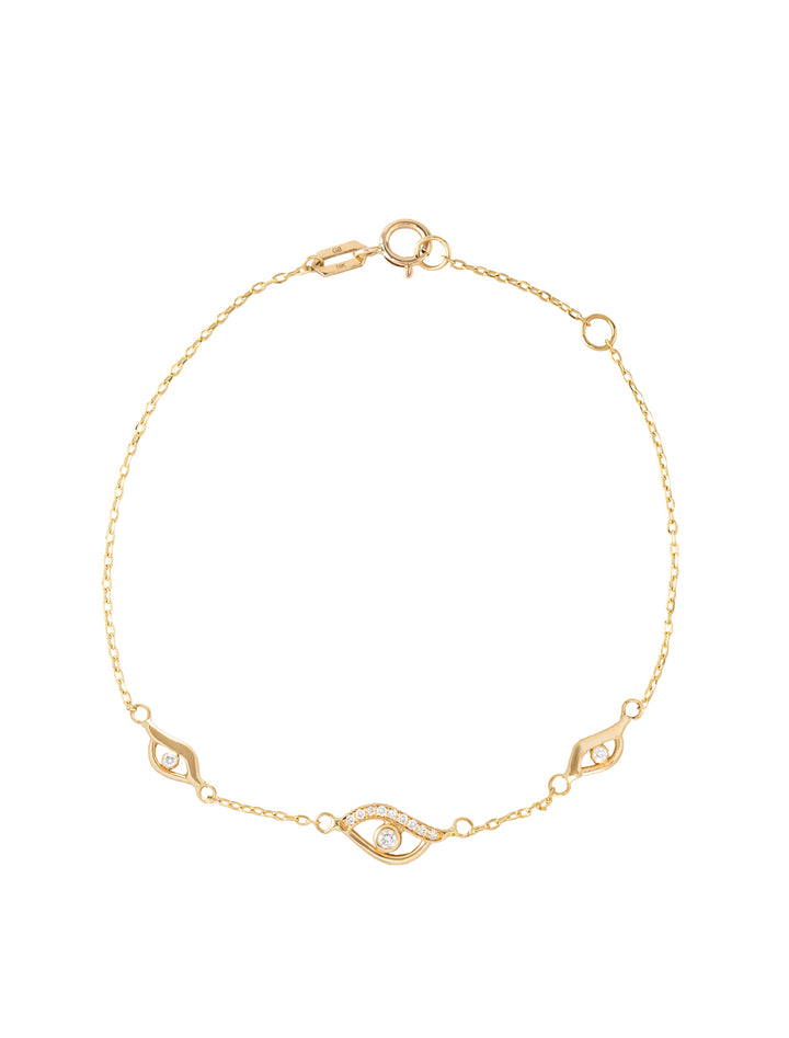 18K Gold Asymmetric Evil Eyes Diamond Bracelet