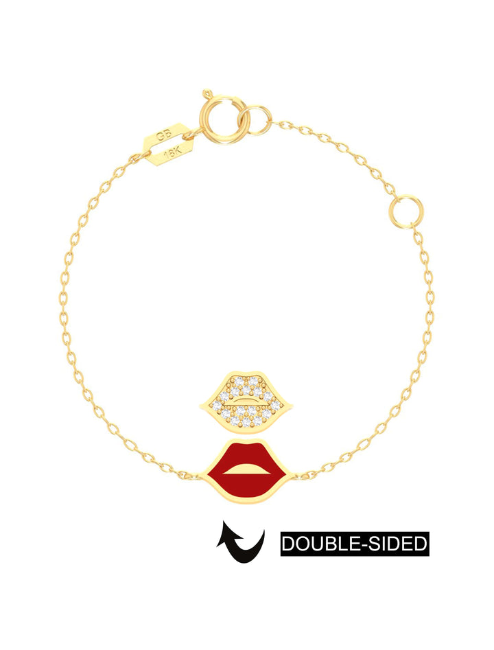 18K Gold Double Sided Lips Bracelet