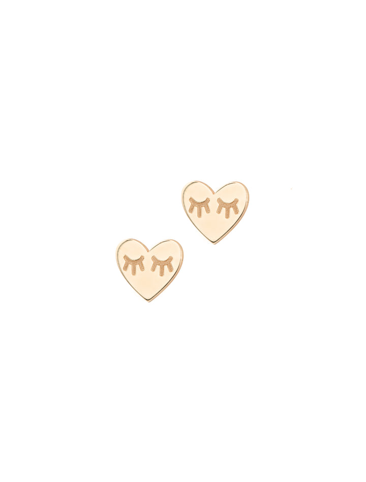 18K GOLD CUTE EYES HEART EARRINGS