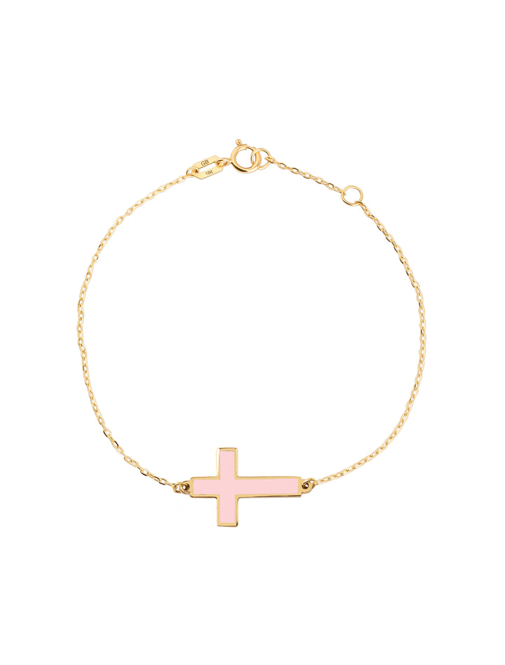 18K Gold Enamel Cross Kids Bracelet