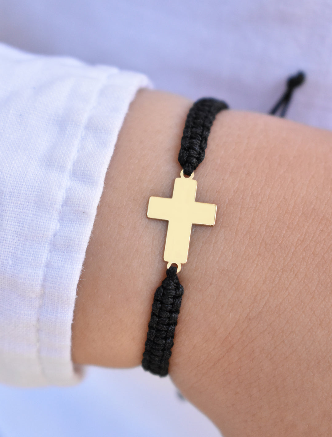 18K Gold Cross Kids Shamballa Bracelet