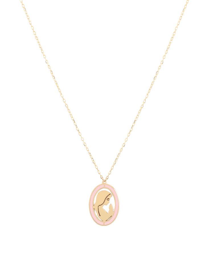 18K Gold Enamel Holy Mary Kids Necklace