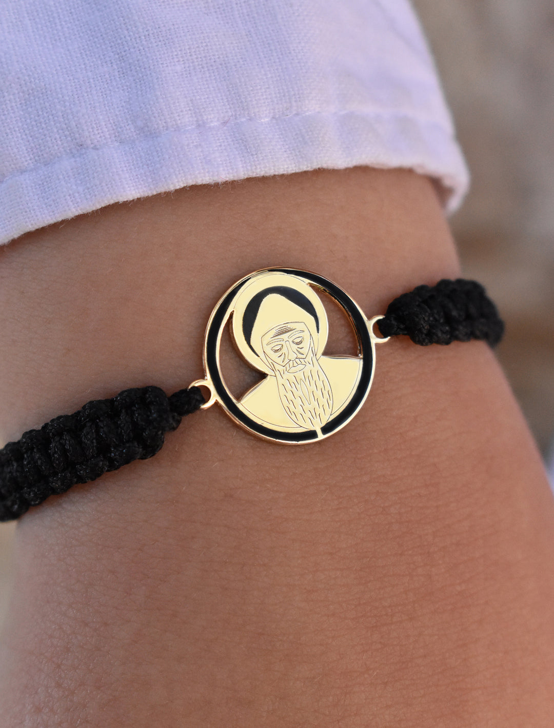 18K Gold Enamel Saint Charbel Kids Shamballa Bracelet