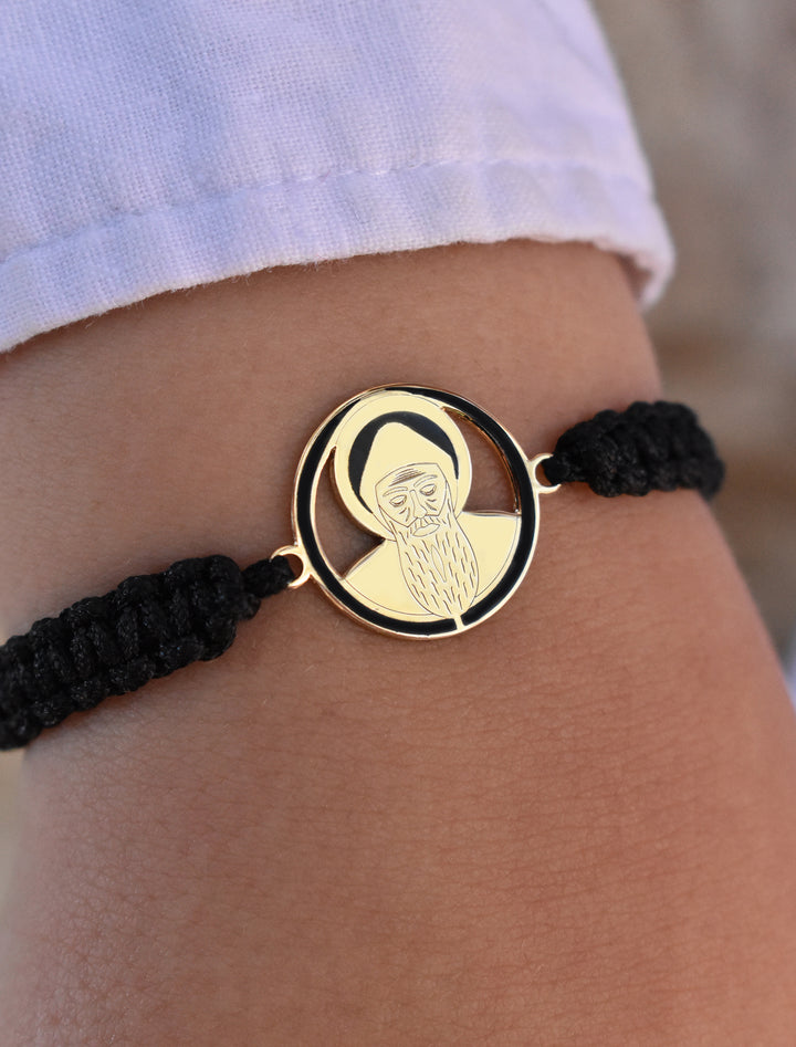 18K Gold Enamel Saint Charbel Kids Shamballa Bracelet