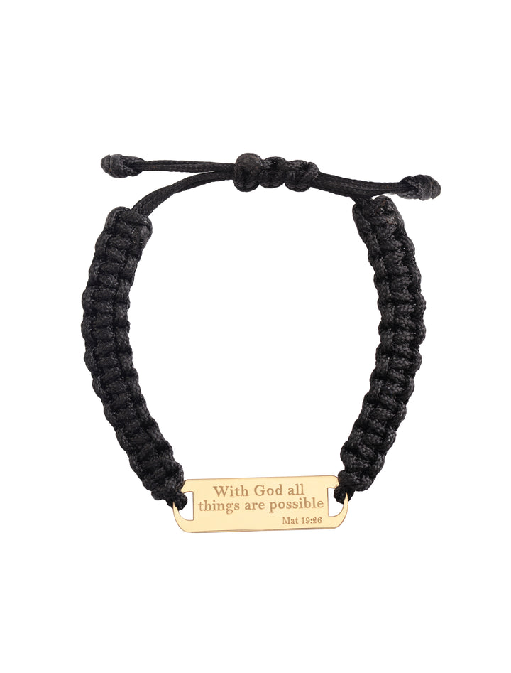 18K Gold ""Mat 19:26"" Kids Shamballa Bracelet