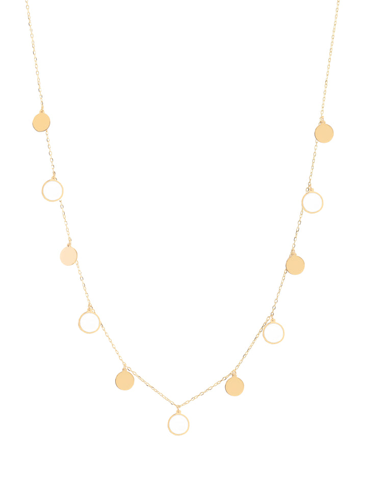 18K Gold Dangling Enamel Disk Necklace