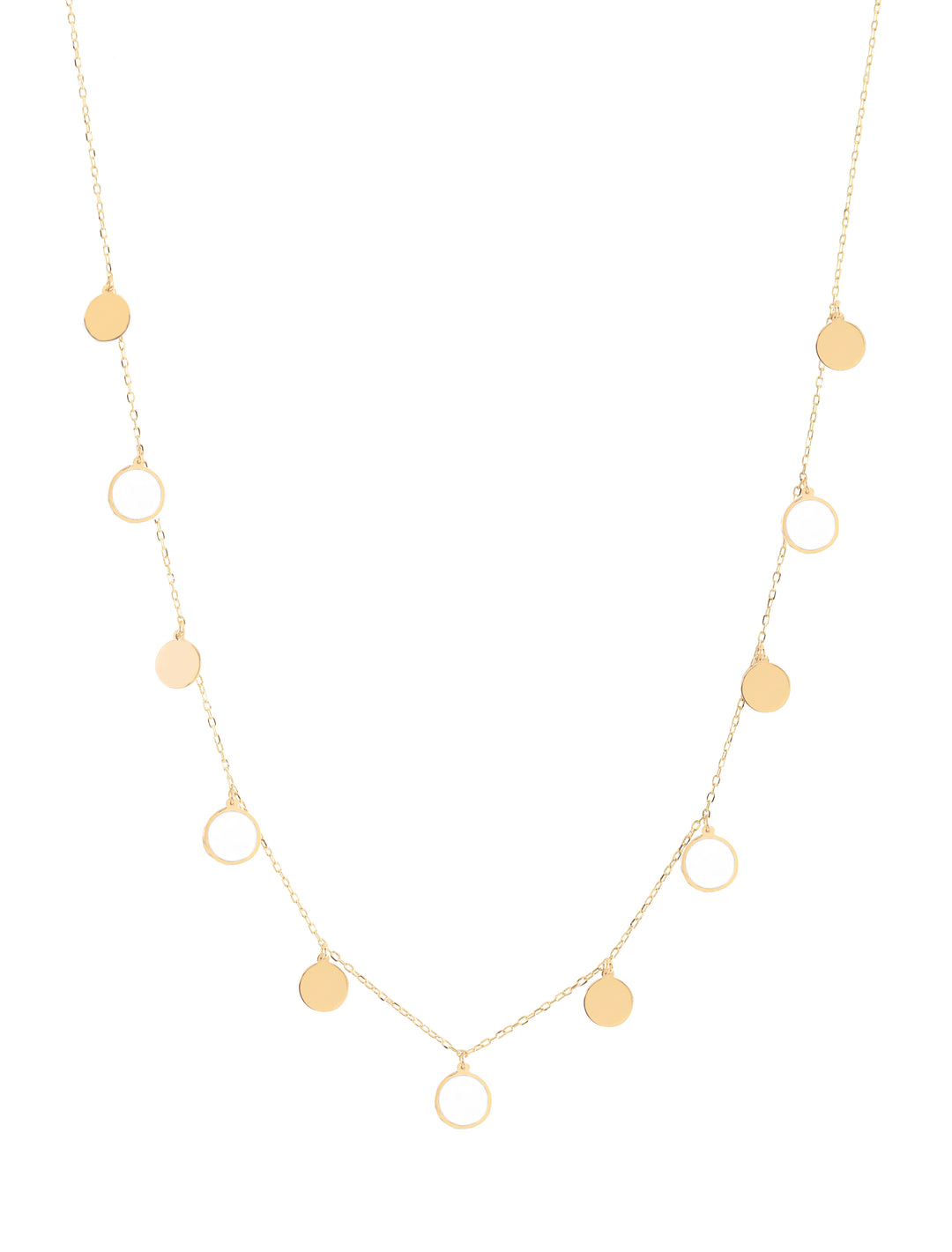 18K Gold Dangling Enamel Disk Necklace